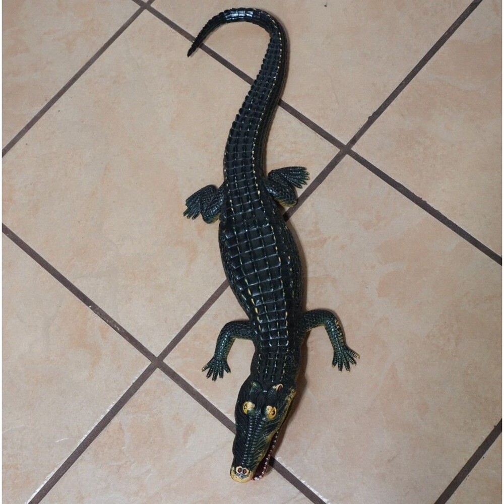 Vintage 2000s Hard Plastic Alligator Crocodile 27 Inch Realistic Figurine